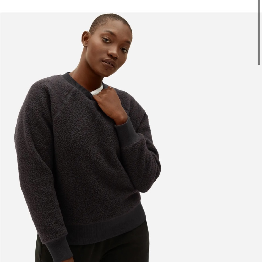 Everlane - The ReNew Fleece Raglan Sweatshirt size L - Black